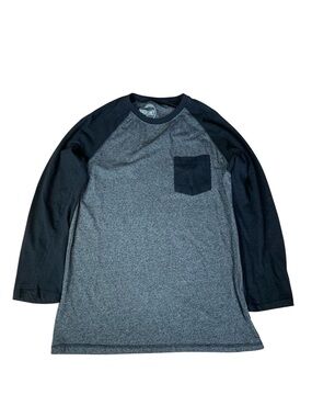 Dikotomy Premium Basics Grey & Black Raglan Pocket Tee - Medium